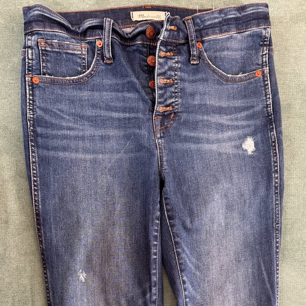 Madewell 10" High-Rise Skinny Jeans - Distressed Let-down Hem - Size 29